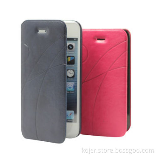 Leather Flip Smartphone Cases, Suitable for iPhone 5, with Plastic Shell Inside